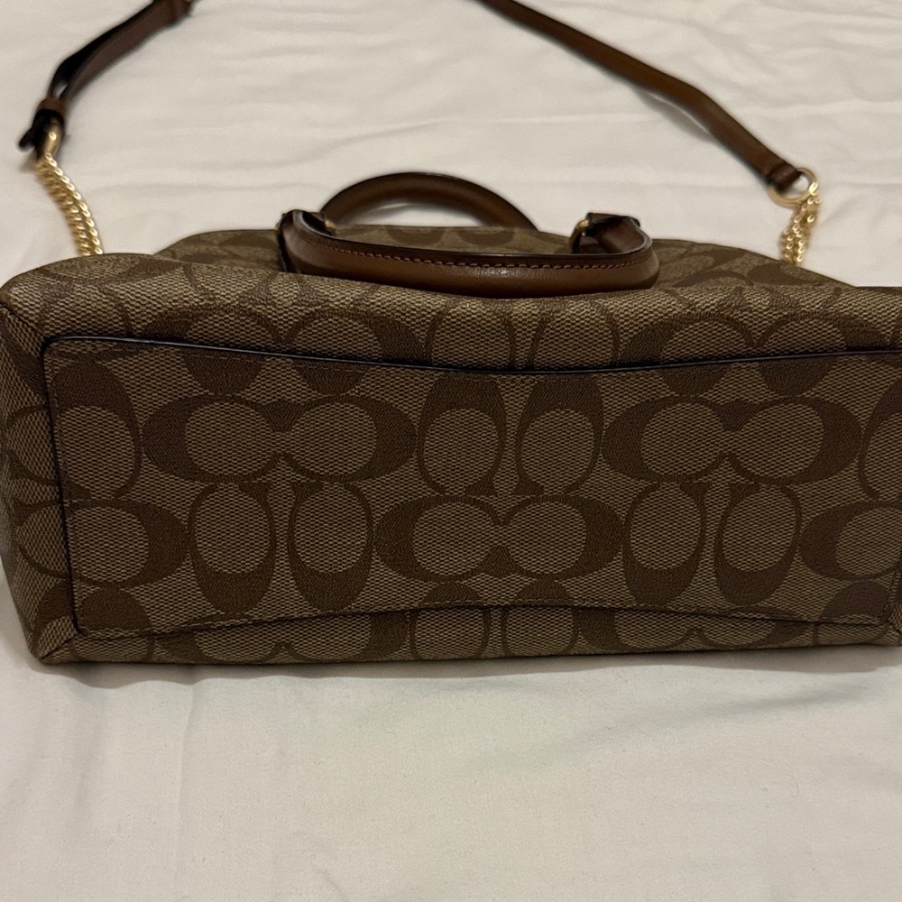 Authentic Coach Brown Signature Canvas Satchel with Gold Hardware - Picture 7 of 8